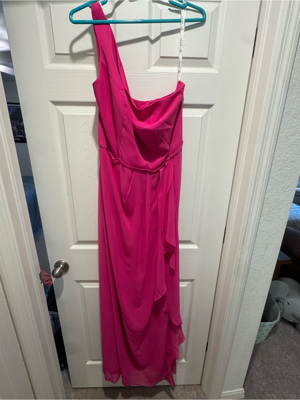 One-Shoulder Pink Evening Gown